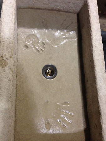 Concrete Sink with Handprint Impression